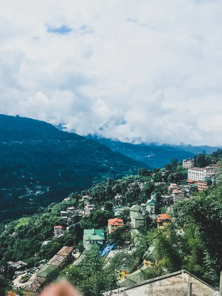 Traveller enjoying mountain landscape